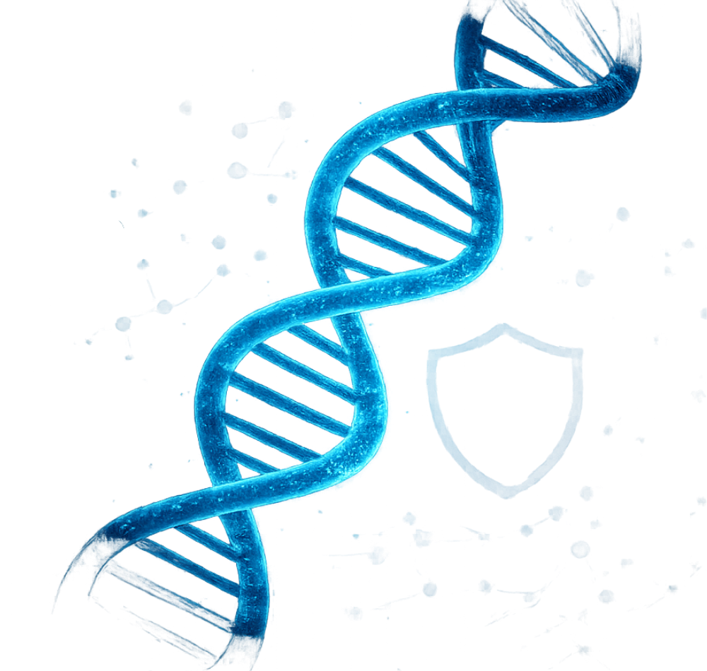 DNA double helix illustration representing glutathione and cellular health